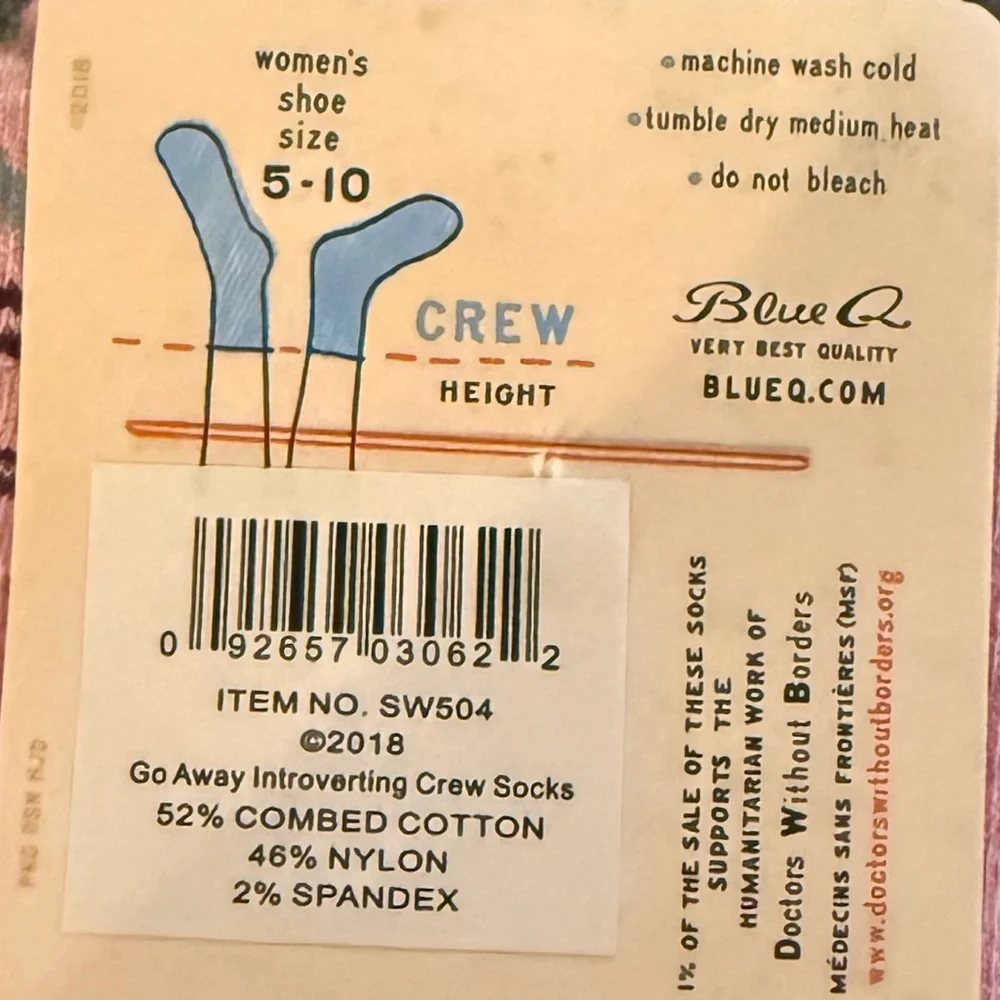 NWT Blue Q Go Away Introverting Socks - Picture 4 of 4